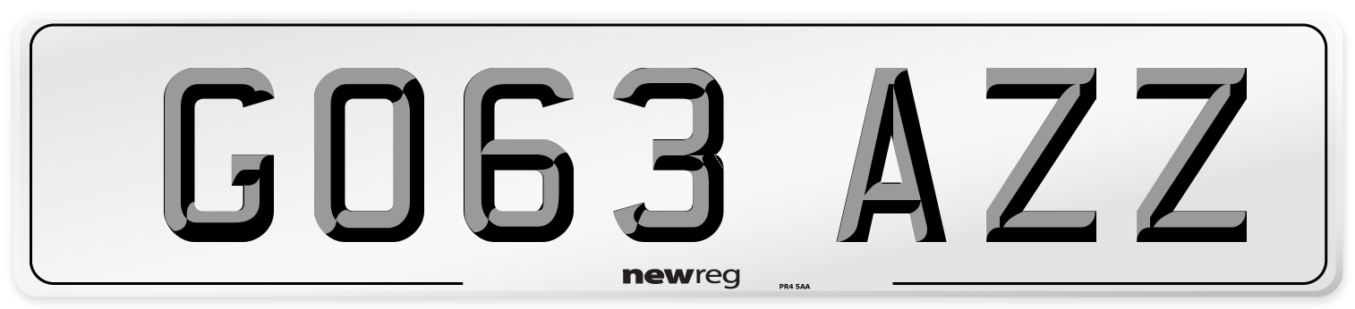 GO63 AZZ Number Plate from New Reg